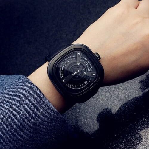 UTHAI BK47 Punk Style Square Turntable Boys Watch Trendy Mens Turntable Fashion Watch Wild Belt Quartz Watch