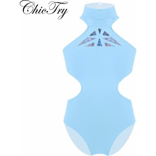 Kids Girls Ballerina Mock Neck Racer Back with Zipper Closure Cutouts Waist Ballet Dance Workout Gymnastics Leotard Jumpsuit