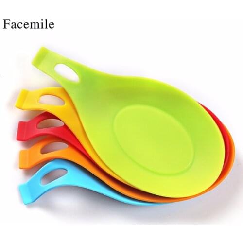 Facemile Free Shipping 1PCS Kitchen Heat Resistant Silicone Spoon Rest Utensil Spatula Holder Kitchen Tool Cocina Utensilios
