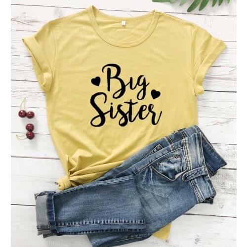 New Women Big Sister Letter Printed Short Sleeve T-shirt Summer Casual Loose Cotton Tee Shirt graphic fashion heart cute Tops