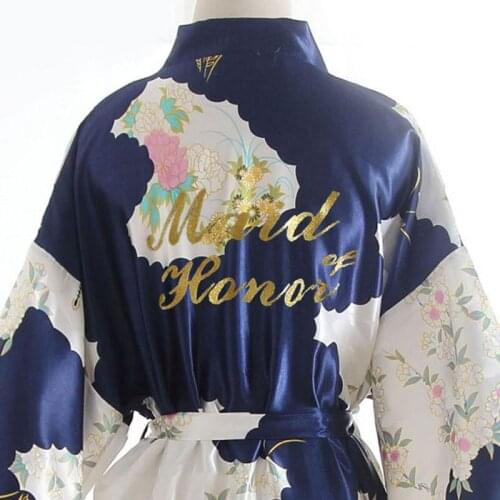 Letter Maid of honor Robe Wedding dressing gowns Robe Kimono Sexy Bridal party Robe Belle bridesmaid Robe bridal shower gift