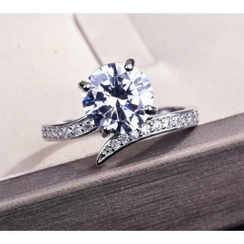 Exquisite Open Rings With 8mm AAA Cubic Zircon Fashion Eternity Wedding Jewelry For Women Statement Engagement Luxury Gift