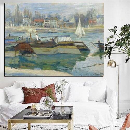 HD Print Claude Monet Peninsulas aasnieres Impressionist Landscape Oil Painting on Canvas Poster Wall Picture for Living Room