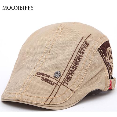 Summer Outdoor Sports Cotton Berets Caps for Men Casual Peaked Caps Letter Embroidery Berets Hats Casquette Cap