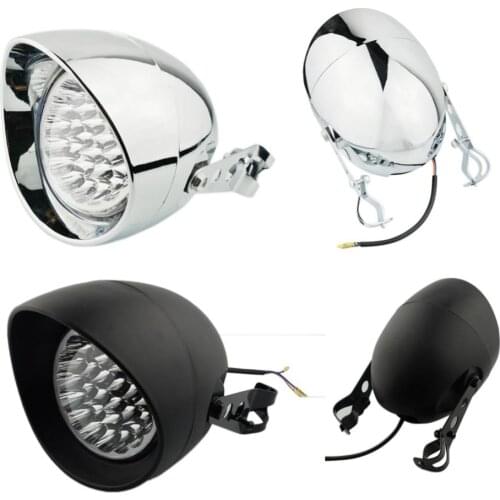 Motorcycle LED 7" Hi/Lo Beam Headlight Head lamp Side Mount 28 - 36MM Bracket Customs for harley Cafe Yamaha Honda
