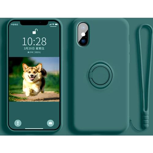Soft Silicone Phone Case For iPhone 12 11 Pro Max Mini XS XR X R 7 8 6 S 6S Plus iPhone11 iPhone12 With Ring Holder Stand Covers