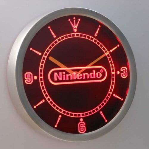 Nc0196 Nintendo Game Room Neon Light Signs LED Wall Clock