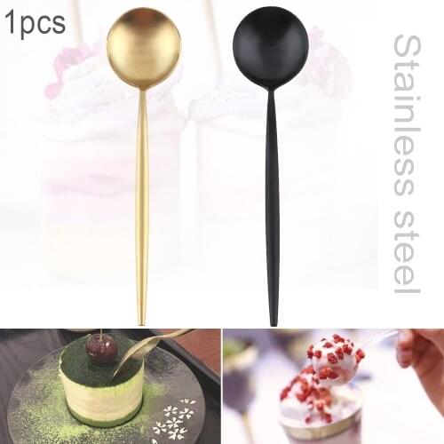 New Gold european Dinnerware Spoon 304 Stainless Steel Western Cutlery Set Long Handle Tableware Dessert Spoon for Kitchen Food