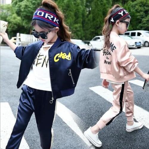 Girls Autumn Casual Tracksuit Kids Clothing Set Children Long Sleeve Tops+Pants School Girls Sports Suit