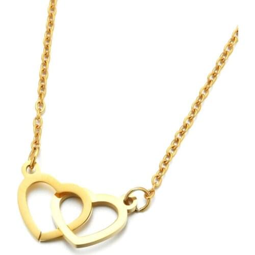 New Classic Brand Love Two Circle Double Buckle Necklace Hollow heart Flower Clover Necklace Stainless Steel Gold Clavicle