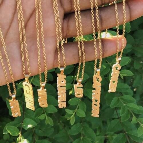Constellation Name Necklace Pendant Stainless Steel Jewelry Gold Color Vertical Zodiac Long Necklace Birthday Gifts