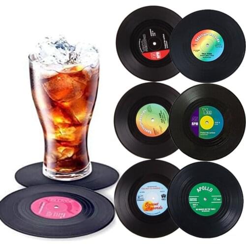6/4/2PCS Record Coasters Creative Anti-slip Anti-scald Coaster Table Placemats Coffee Pads Mug Cup Coasters Household Products