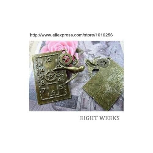 Zinc alloy pendant jewelry accessories diy handmade material charms bird in the clock widget 40 * 40 mm