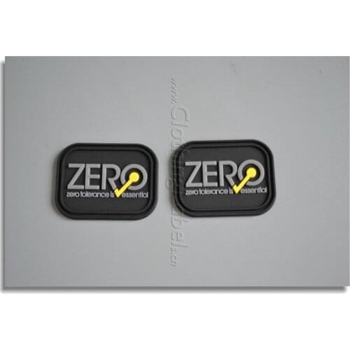 Custom PVC rubber label with embossed logo and groove line for sewing