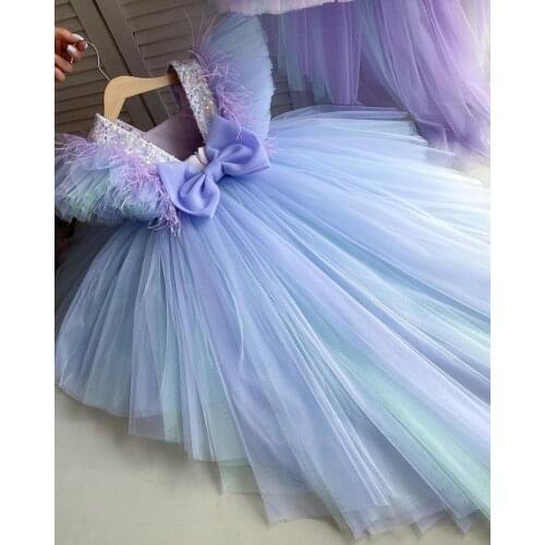 Rainbow summer Baby Girl cake Dress 1st Birthday Party Wedding Dress For Girl Palace Princess Evening Dresses Kid Clothes