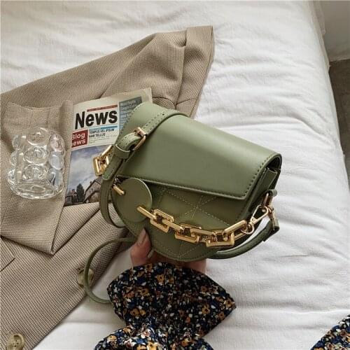 Luxury Chain Design Saddle Crossbody Bags for Women 2021 Fashion Pu Leather Shoulder Bag Trend Female Wild Handbags and Purses