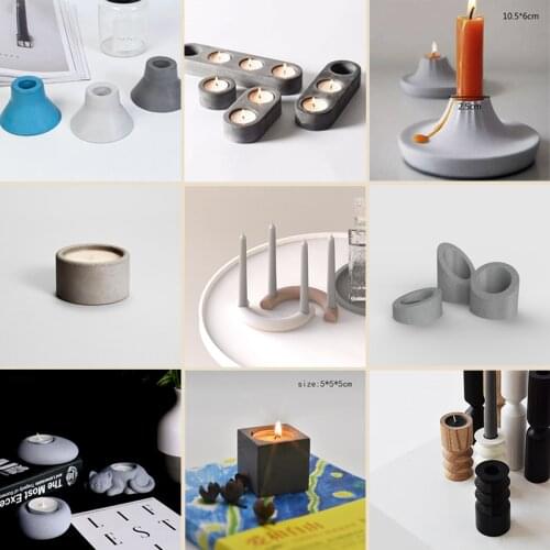 Concrete Candlestick Silicone Mold Creative Design Various Candle holder Molds Cement cup Wax Silicone Molds