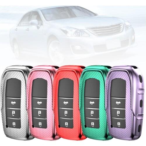 Stylish Carbon Fiber Car Key Fob Protection Cover Case for Toyota Corolla Camry Remote Fob Shell Cover