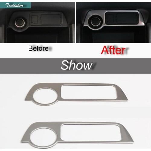 Tonlinker 1 Pcs DIY Car Styling Stainless Steel Cigarette lighter panel Cover Case stickers for Mitsubishi Outlander 2013-16