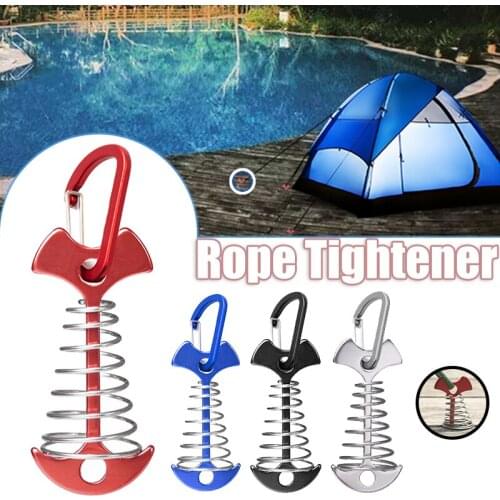 5pc Fishbone Tent Rope Tightener with Carabiner Clip Aluminum Alloy Deck Tie Down Anchor Cord Adjuster Camping Accessory MC889