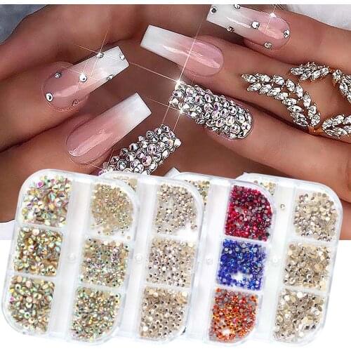 1Box Crystal Nail Rhinestones Flat Back Irregular Diamonds AB Glass Shiny Glitter Charm Manicure Decoration Jewelry
