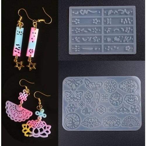 1pcs Hollow Earring Pendants Silicone Resin Molds DIY Jewelry Making Finding Molds Crafts Antiquity Pendant Making Tools