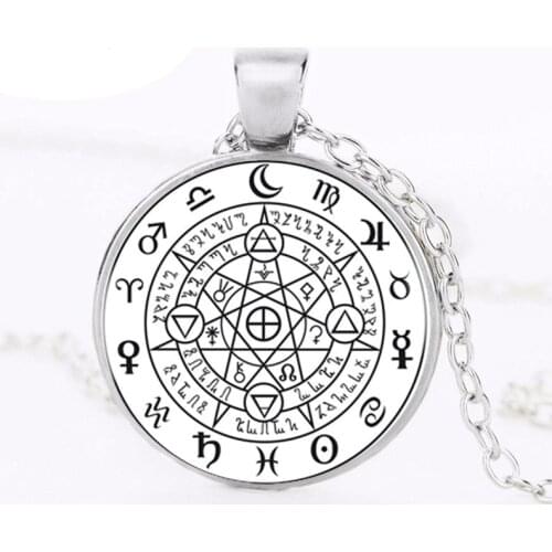 1pcs Sigil Black Magic Witchcraft Power Of Three Pendant Choker Statement Round Necklace For Women Dress Accessories