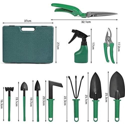 10Pcs/Set Garden Planting Tool Set with Pruning Shears Watering Can Shovel Rake Portable Garden Irrigation Hand Tool Kit