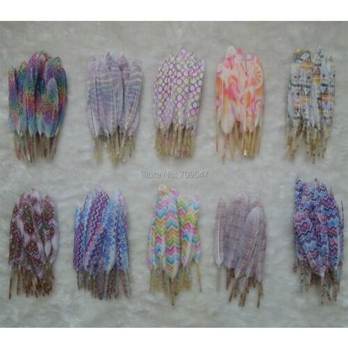 100Pcs/lot!9-15cm Printable Feather Miniature Goose Wing feathers for Craft/Earring Wholesale Feathers 10 designs for choice