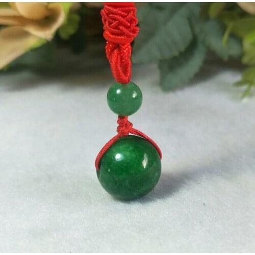 12-16mm Jade Pendant Myanmar Green Beads Necklace Jewelry Fine Lucky talisman Christmas Gift