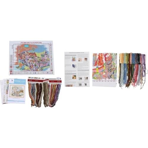 2 Pcs DIY Hand Cross Stitch Embroidery 11CT Printing Old Couple Pattern Lighthouse Cross Stitch Cross Stitch Home Decoration 57