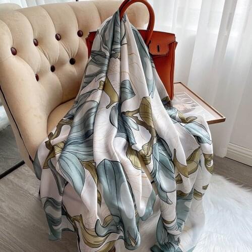 2021 Women Silk Winter Scarf Luxury Design Print Lady Beach Shawl Scarves Fashion Smooth Foulard Female Hijab