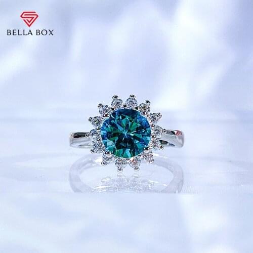 BELLA BOX Classic 925 Sterling Silver Women Ring With 5A Zircon Gemstones Sky Blue Wedding Engagement Anniversary Fine Jewelry