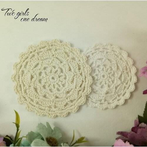 Free Shipping Wholesale Household DIY Handmade Flower Crochet Doilies 30pcs/lot Round Cup Mat Pad 10CM Coaster Placemats For Wed