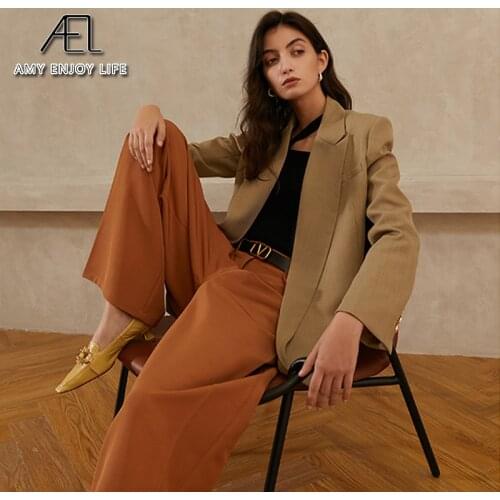 AEL Spring Autumn Blazer Women Fashion Big Lapel Loose Tops Coat Cool Streetwear