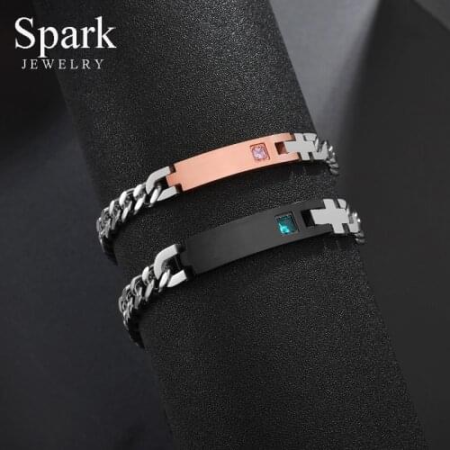 Spark High Quality Bracelet Stainless Steel Birth Stone Customized Name Engrave Unique Charming Gift Men Women Wedding Jewelry