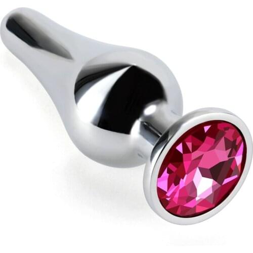 Medium size aluminium alloy jewel crystal anal butt plug ball basics beads insert sex toy for men and women adult products