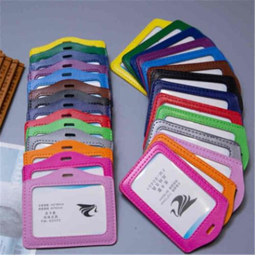 PU Leather Id Holders Case Business Badge Card Holder with Necklace Lanyard Customize Print Company&Office Supplies