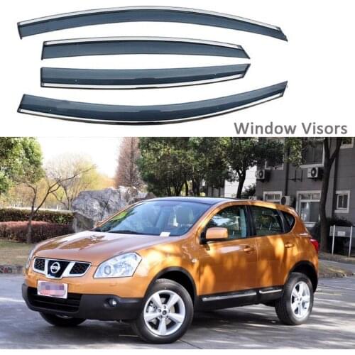 For Nissan Qashqai 2007-2015 Car Styling Awnings Shelters Window Visors rain eyebrow Protector Exterior decoration 4PCS 2013