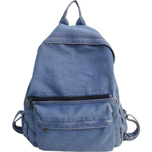 Denim fashion Canvas Women Backpack blue travel bags For Teenagers Girls school bags Female Rucksack large capacity high quality