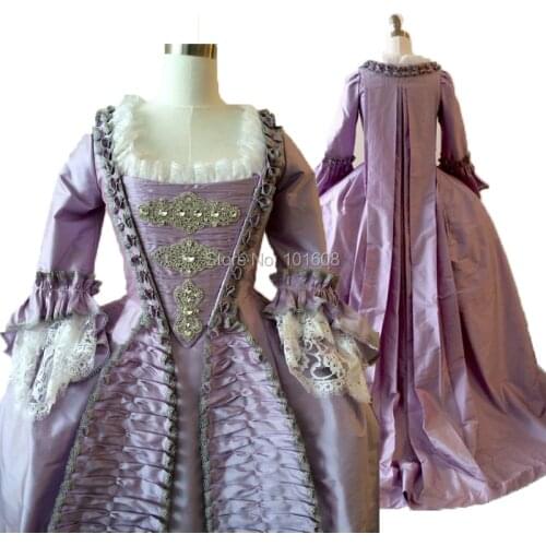 Eras Purple 18th Century French Noble Princess Civil War Duchess Renaissance Theater Victorian Dress Reenactment dresses HL-254