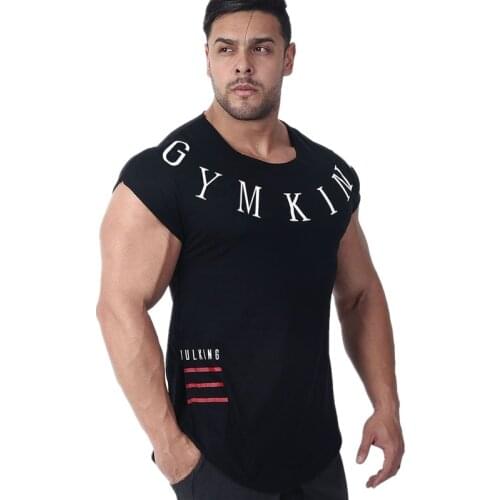 New Men Hip-hop Loose cotton breathable Gym T Shirt Casual Short Sleeve Running Workout Training Tees Fitness Top Sport clothin