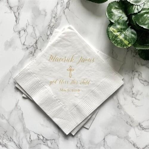 God Bless Personalized Christening/Custom Baptism Napkins