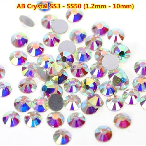 Super Glitter ss3-ss50 Crystal AB Flat Back Non HotFix Nail art Rhinestone 3D Glass Nail Art Decorations Garment Mix Rhinestone