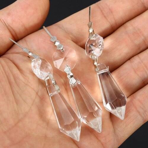 Camal 10Pcs Crystal Clear 38mm Drop Chandelier Prisms Pendants Parts Beads Hanging Lamp Lighting Part Home Decoration DIY