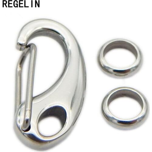 REGELIN Stainless Steel Gold Silver Tone D Shape Lobster Clasps & Close Jump Rings 2 Set For DIY Bracelets Jewelry