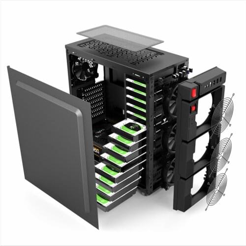 Tower 14-Disk Multi-Disk Server Chassis 14-Block Storage Full-Tower Desktop Computer Host 7 Straight Slots Power Support ATX