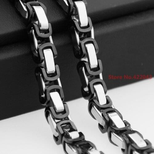 Cool Modal Men 5/6/8mm Byzantine Stainless Steel Braided Chain Necklaces Black Silver color Fashion Mens Jewelry 7-40"
