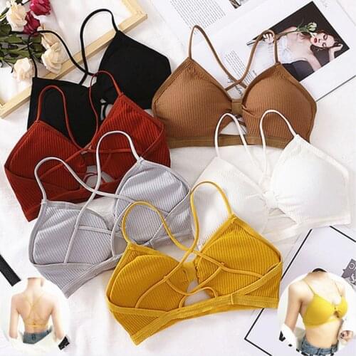 Hot Sale 1Pc Women Sexy Cotton Sports Bra Yoga Top Breathable Strap Underwear Chest Pad Wrapped Chest Fitness Top Bra for Women