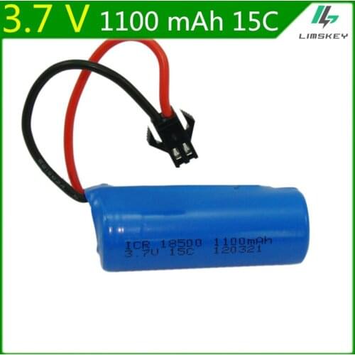 3.7V 1100mAh Lipo Battery For Remote control helicopter wholesale cylindrical Li-po batteries 3.7 V 18500 Toy Battery SM 15C